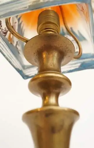 Romantische original Jugendstil Kaffeehausleuchte Tischlampe Messinglampe 1920