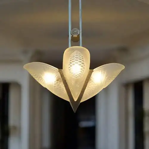 Original Degué Art Deco Deckenleuchter Kronleuchter 1920 Hängelampe Deckenlampe