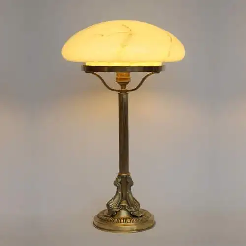 Original Berliner Art Déco Messinglampe "TROIS KOI" Kaffeehausleuchte 1920