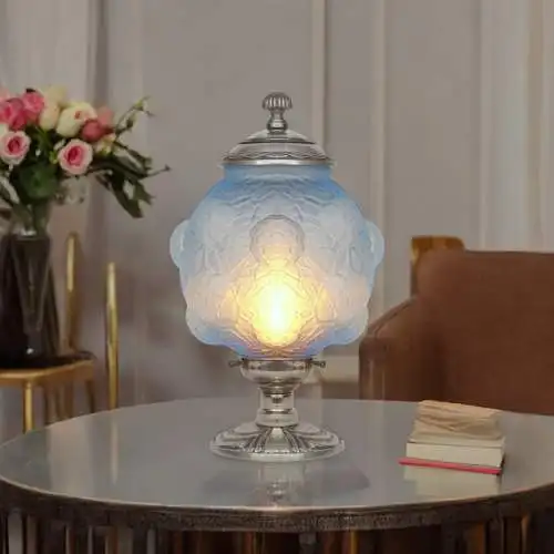 Magnifique lampe de table Art Déco "BLUE BLOOM" Unikat