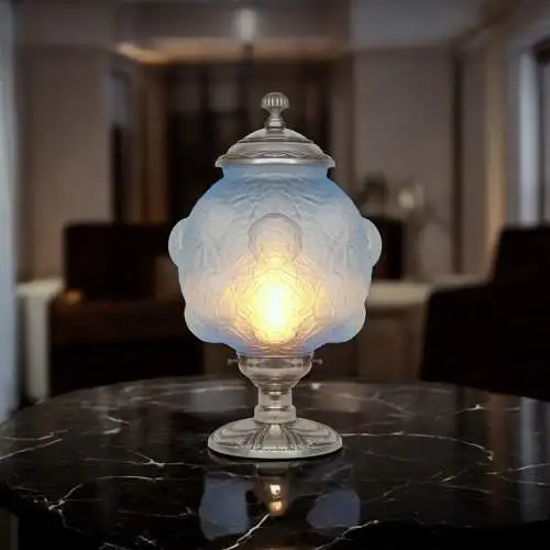 Magnifique lampe de table Art Déco "BLUE BLOOM" Unikat