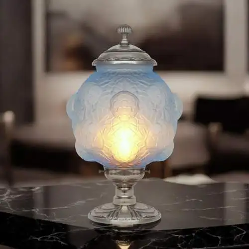 Magnifique lampe de table Art Déco "BLUE BLOOM" Unikat