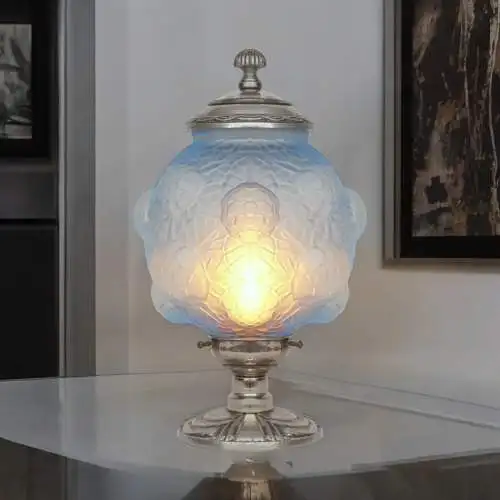 Magnifique lampe de table Art Déco "BLUE BLOOM" Unikat