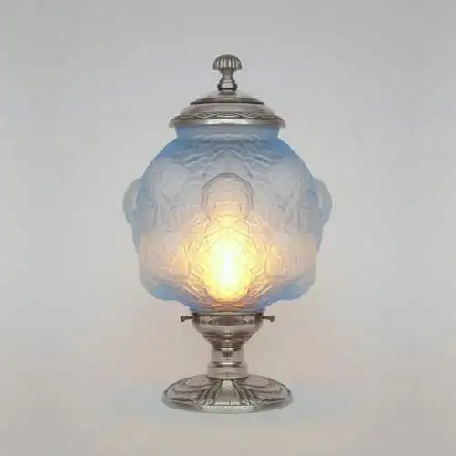 Magnifique lampe de table Art Déco "BLUE BLOOM" Unikat