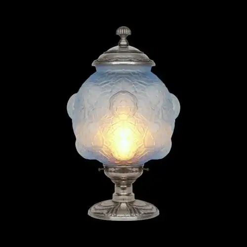 Magnifique lampe de table Art Déco "BLUE BLOOM" Unikat