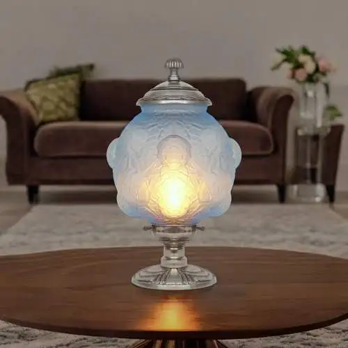 Magnifique lampe de table Art Déco "BLUE BLOOM" Unikat