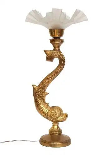 Art Deco Tischleuchte "GOLDEN CARP" Unikat Tischlampe Figurenlampe