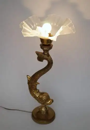 Art Deco Tischleuchte "GOLDEN CARP" Unikat Tischlampe Figurenlampe