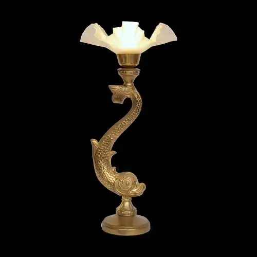 Art Deco Tischleuchte "GOLDEN CARP" Unikat Tischlampe Figurenlampe