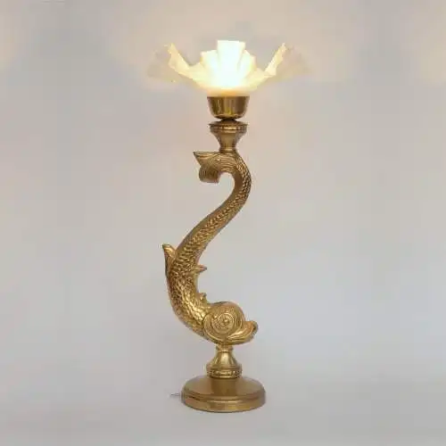 Art Deco Tischleuchte "GOLDEN CARP" Unikat Tischlampe Figurenlampe