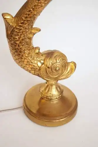 Art Deco Tischleuchte "GOLDEN CARP" Unikat Tischlampe Figurenlampe