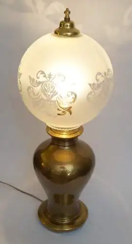 Große Jugendstil Messing Tischleuchte "MUSSELIN" Unikat Tischlampe 78 cm hoch