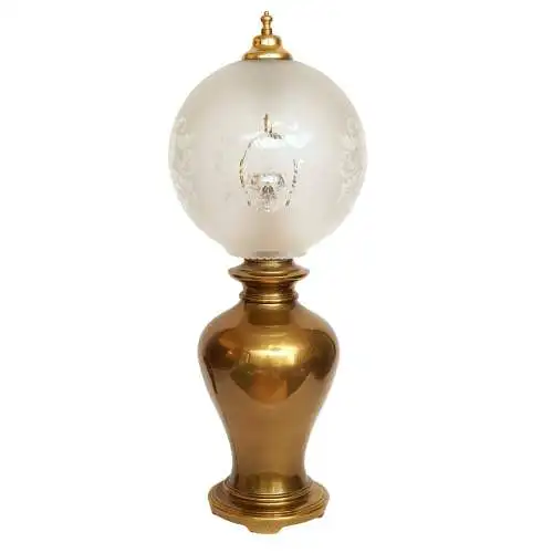 Große Jugendstil Messing Tischleuchte "MUSSELIN" Unikat Tischlampe 78 cm hoch