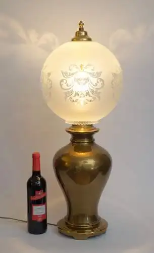 Große Jugendstil Messing Tischleuchte "MUSSELIN" Unikat Tischlampe 78 cm hoch