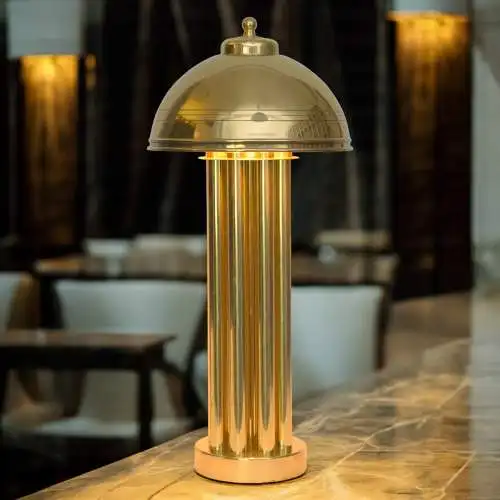 Elegante Art Deco Tischleuchte "GOLDEN PALACE" Säulenlampe Messinglampe Unikat