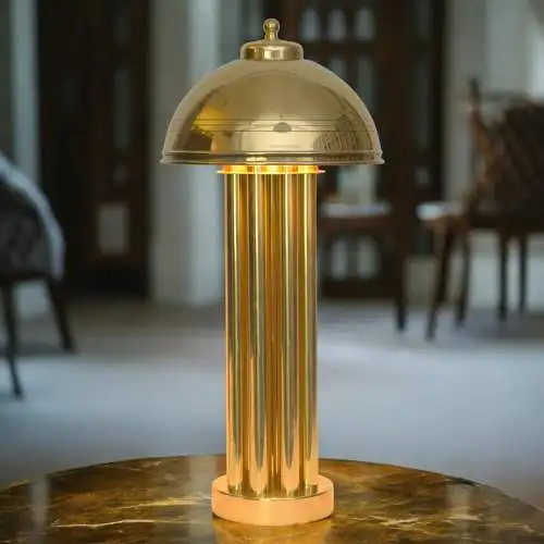 Elegante Art Deco Tischleuchte "GOLDEN PALACE" Säulenlampe Messinglampe Unikat