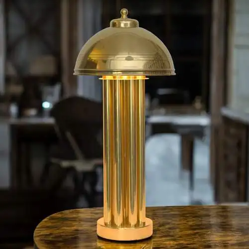 Elegante Art Deco Tischleuchte "GOLDEN PALACE" Säulenlampe Messinglampe Unikat