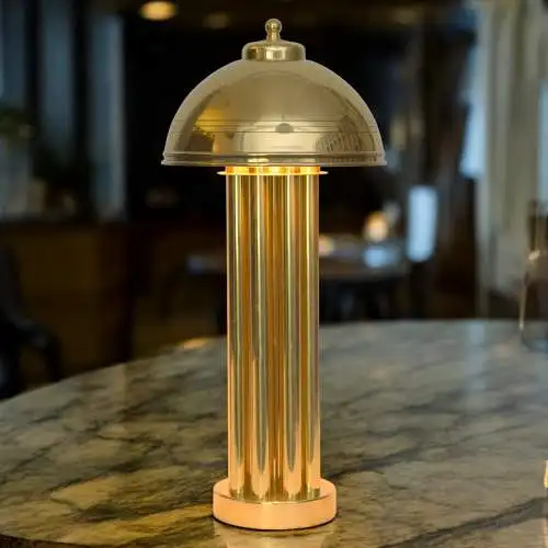 Elegante Art Deco Tischleuchte "GOLDEN PALACE" Säulenlampe Messinglampe Unikat