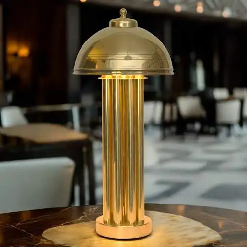 Elegante Art Deco Tischleuchte "GOLDEN PALACE" Säulenlampe Messinglampe Unikat