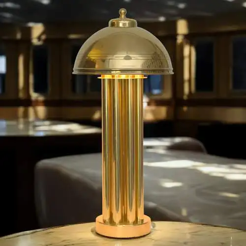 Elegante Art Deco Tischleuchte "GOLDEN PALACE" Säulenlampe Messinglampe Unikat