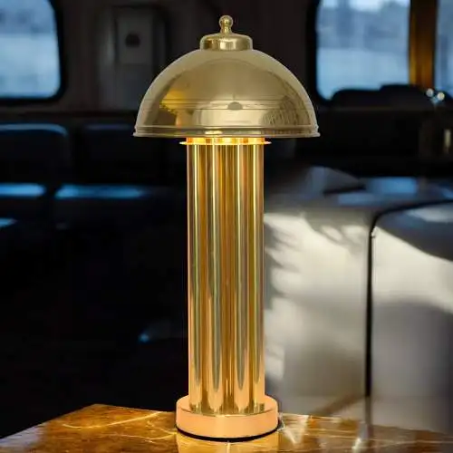 Elegante Art Deco Tischleuchte "GOLDEN PALACE" Säulenlampe Messinglampe Unikat