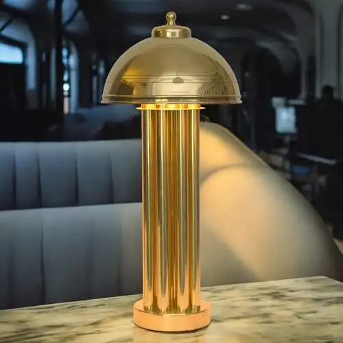 Elegante Art Deco Tischleuchte "GOLDEN PALACE" Säulenlampe Messinglampe Unikat