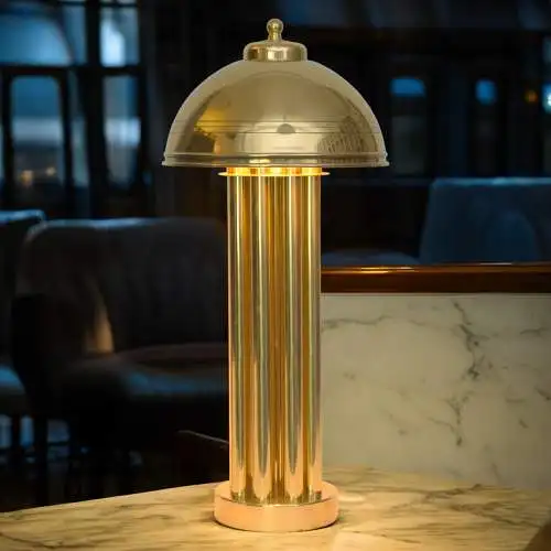 Elegante Art Deco Tischleuchte "GOLDEN PALACE" Säulenlampe Messinglampe Unikat