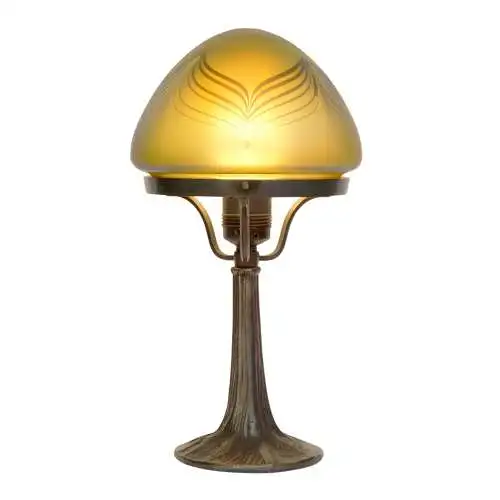 Art Déco Tischleuchte "DARK WIDOW" irisierend ähnlich Lötz Bronze Lampe