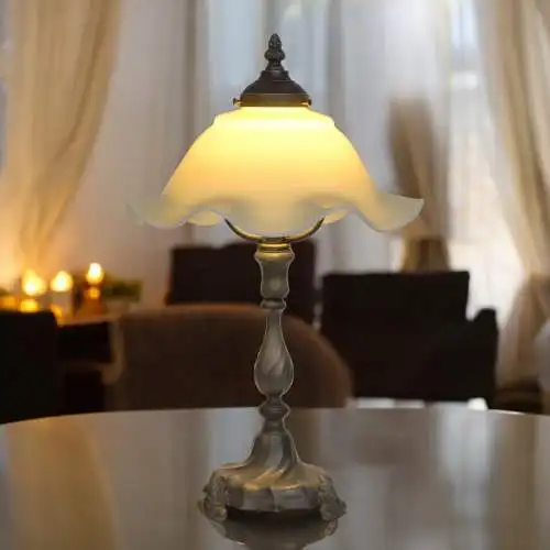 Schöne Jugendstil Tischleuchte "TINY" Zinn Unikat Lampe Tischlampe romantisch