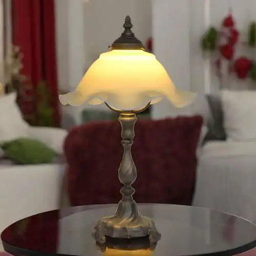 Schöne Jugendstil Tischleuchte "TINY" Zinn Unikat Lampe Tischlampe romantisch