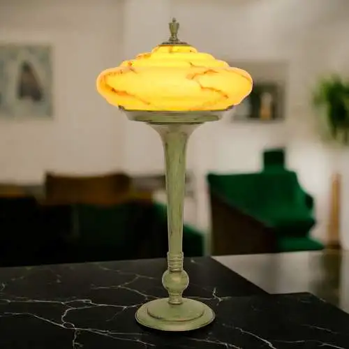 Große Art Deco Tischleuchte "RESEDA" Einzelstück Tischlampe Unikat Lampe