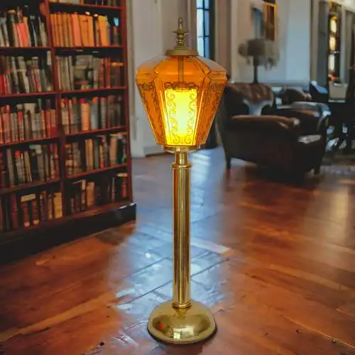 Jugendstil Bodenleuchte "HOUSE OF LORDS" Unikat Messinglampe Berlin 107cm Lampe