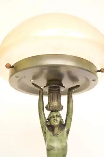 Art Déco Figurenlampe "GREEN MAIDEN" Unikat Tischlampe Tischleuchte