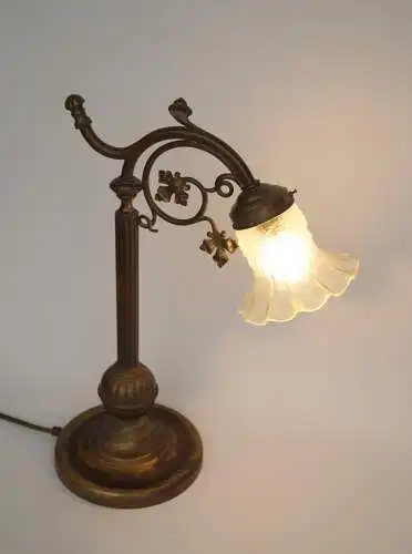 Lampe en laiton d'origine Art Nouveau Berlin Lumières de lecture Lustre en fonte 1910