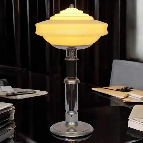Unikat Art Déco Bauhaus Schreibtischlampe "BLACK TOP TIP" Einzelstück Tischlampe