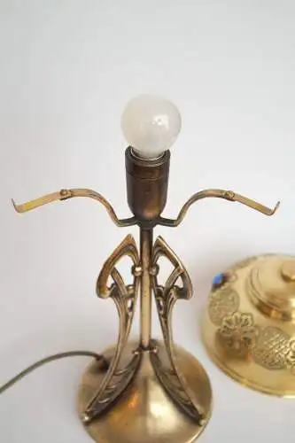 Jugendstil Messinglampe "TRINITY BASE" Unikat Tischlampe Tischleuchte