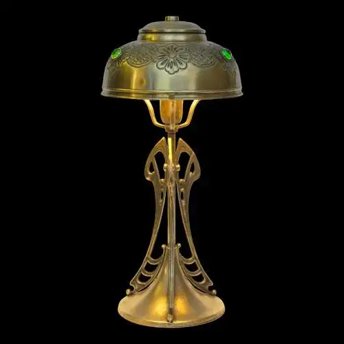 Jugendstil Messinglampe "TRINITY BASE" Unikat Tischlampe Tischleuchte