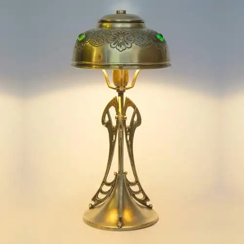 Jugendstil Messinglampe "TRINITY BASE" Unikat Tischlampe Tischleuchte