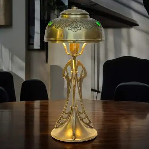 Jugendstil Messinglampe "TRINITY BASE" Unikat Tischlampe Tischleuchte