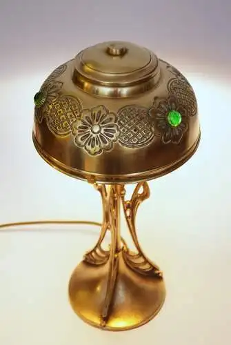 Jugendstil Messinglampe "TRINITY BASE" Unikat Tischlampe Tischleuchte