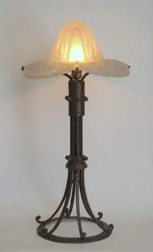 Art original Déco Lampe de table 1920 pièce unique fer forgé pièce de collection