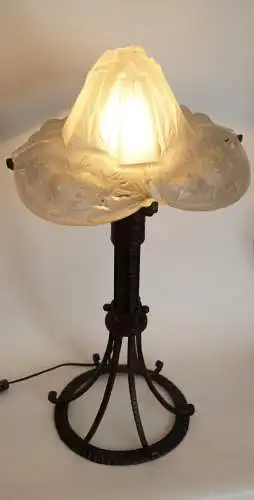 Art original Déco Lampe de table 1920 pièce unique fer forgé pièce de collection