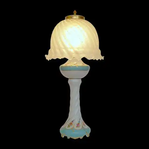 Grande lampe de table de porcelaine de style Art Nouveau "BLUE HEAVEN"