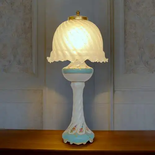 Grande lampe de table de porcelaine de style Art Nouveau "BLUE HEAVEN"