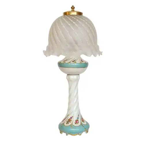 Grande lampe de table de porcelaine de style Art Nouveau "BLUE HEAVEN"