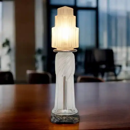 Art Déco Design Lampe de table "GLASS TOWER" Lumières de bureau Unikat Skyscraper