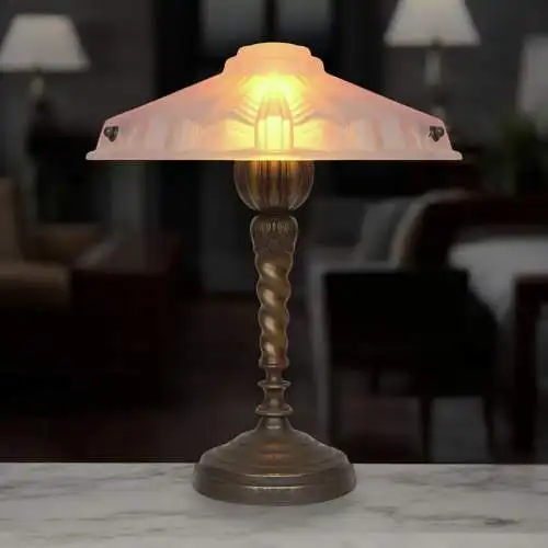 Einzigartige Art Déco Messingleuchte "BLANKENFELDE" Tischlampe Bankerlampe