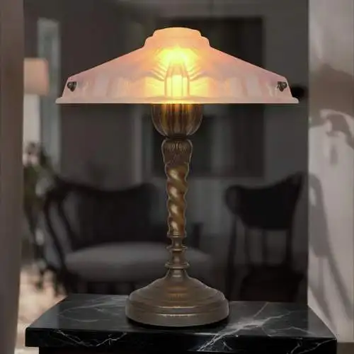 Einzigartige Art Déco Messingleuchte "BLANKENFELDE" Tischlampe Bankerlampe