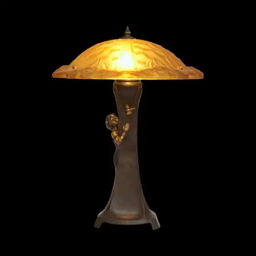 Jugendstil Art Déco Tischlampe "DRAGONFLY MAIDEN" Nancy signiert Bronze Lampe