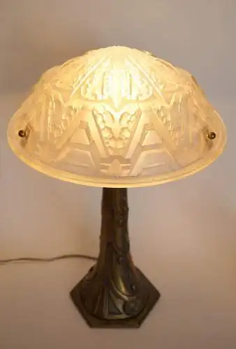 Original Art Déco Bronze Tischlampe Schreibtischleuchte "NANCY"